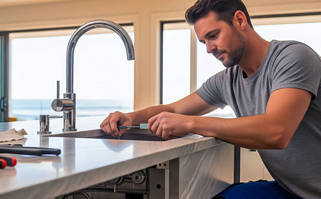 Plumber Fixing Sink Faucet
